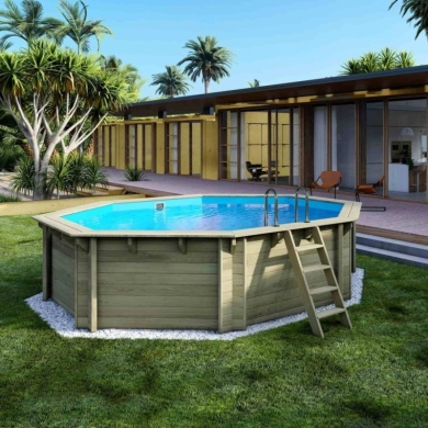 Piscine en bois Verona 4.72 x 4.72 - H.1.2 m, bleu pâle, autoportante - sans dalle 2