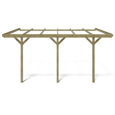 Carport voiture en bois adossé | traité en vert 15m2 | 3x5m | ALTANKA 2