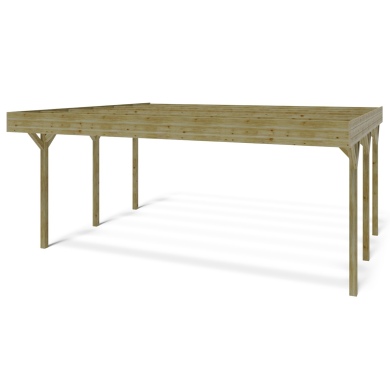 Carport en bois 2 voitures, double, traité en vert, 30m2, 6x5m,ALTANKA