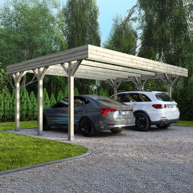 Carport en bois 2 voitures, double, traité en vert, 30m2, 6x5m,ALTANKA 2