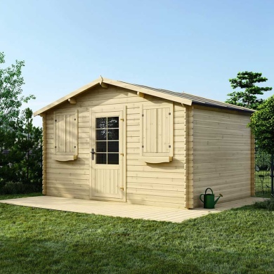 Abri de jardin en bois - 12m2 - 4x3m - Ep. 28mm - Couleur: naturel 2