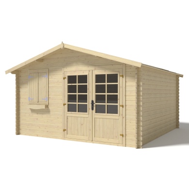 Abri de jardin en bois - 16m2 - 4x4m - Ep. 28mm - Couleur: naturel