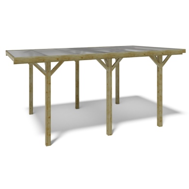Carport, abri de voiture  3.04x5.12 m - 15.56 m2 - couverture PVC 