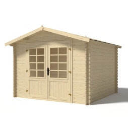 Abri de jardin en bois - 9m2 - 3x3m - Ep. 28mm - Couleur: naturel