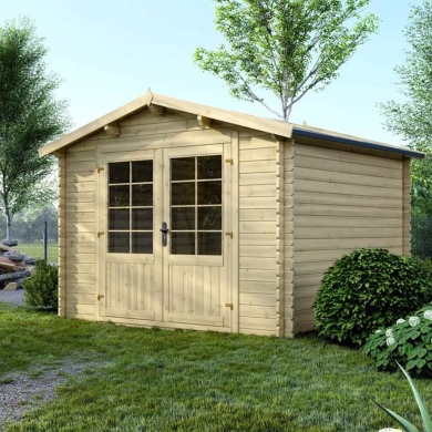 Abri de jardin en bois naturel, 9m2, Ep. 28mm, 3x3m, ALTANKA, DOM530 2