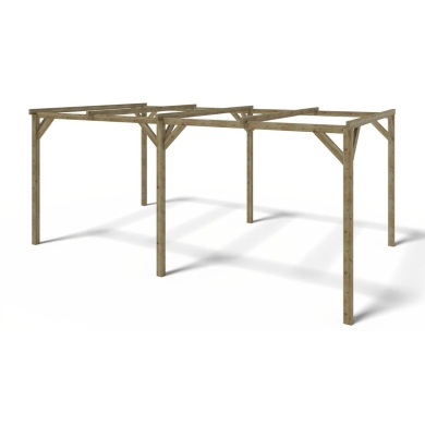 Carport voiture en bois autoportant, traité en vert, 3x5m, ALTANKA