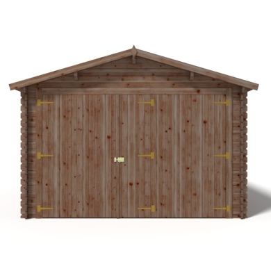 Garage en bois - 21m2 - 3.5x6m - imprégné - Ep. 28mm - couleur: marron 2