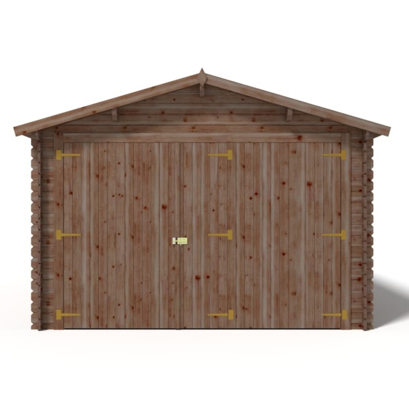 Garage en bois - 21m2 - 3.5x6m - imprégné - Ep. 28mm - couleur: marron