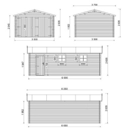 Garage en bois - 21m2 - 3.5x6m - imprégné - Ep. 28mm - couleur: marron