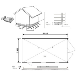 Garage en bois - 21m2 - 3.5x6m - imprégné - Ep. 28mm - couleur: marron