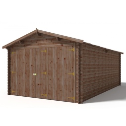 Garage en bois - 21m2 - 3.5x6m - imprégné - Ep. 28mm - couleur: marron
