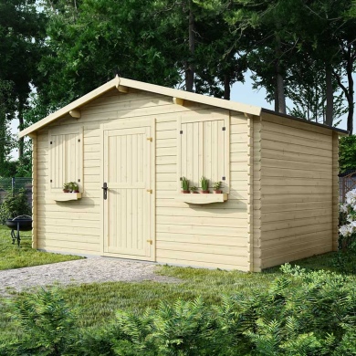 Abri de jardin en bois - 12m2 - 4x3m - Ep. 28mm - Couleur: naturel 2