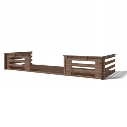 Terrasse en bois avec balustrade pour abri en bois - 10m2 - 5m x 2m - imprégnée - couleur: marron