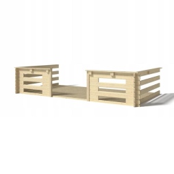 Terrasse en bois avec balustrade pour abri en bois - 12m2 - 4m x 3m - couleur: naturel
