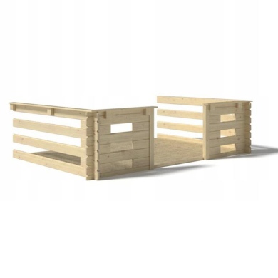Terrasse en bois avec balustrade pour abri en bois - 9m2 - 3m x 3m - couleur: naturel 2