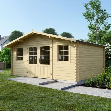 Abri de jardin en bois naturel, 19m2, Ep. 40mm, 4,8x4m, ALTANKA 2