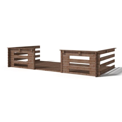 Terrasse en bois avec balustrade pour abri en bois - 8m2 - 4m x 2m - imprégnée - couleur: marron