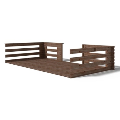 Terrasse en bois avec balustrade pour abri en bois - 8m2 - 4m x 2m - imprégnée - couleur: marron 2