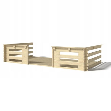 Terrasse en bois avec balustrade pour abri en bois - 8m2 - 4m x 2m - couleur: naturel