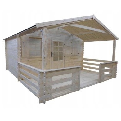 Terrasse en bois avec balustrade pour abri en bois - 8m2 - 4m x 2m - couleur: naturel 2
