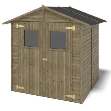 Abri de jardin en bois 3.46 m2 - 1.9x1.82 m - traité - Couleur: vert