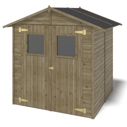 Abri de jardin en bois 3.46 m2 - 1.9x1.82 m - traité - Couleur: vert