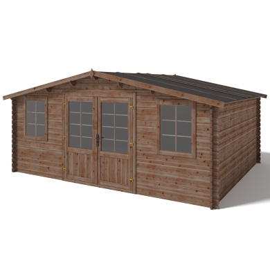 Abri de jardin en bois - 20m2 - 5x4m - Traité - Ep. 28mm - Couleur: marron