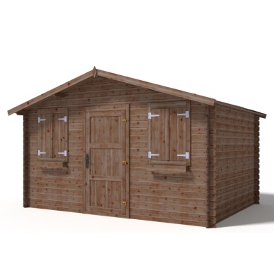 Abri de jardin en bois - 12m2 - 4x3m - Traité - Ep. 28mm - Couleur: marron