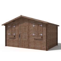 Abri de jardin en bois - 12m2 - 4x3m - Traité - Ep. 28mm - Couleur: marron