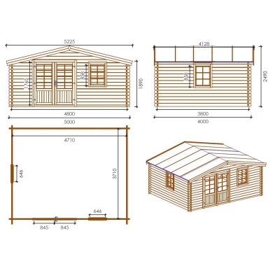 Abri de jardin en bois traité en marron | 20m2 | 5 x 4m | ALTANKA 2