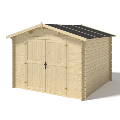 Abri de jardin en bois naturel, 9m2, Ep. 28mm, 3x3m, ALTANKA, DOM531