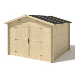 Abri de jardin en bois - 9m2 - 3x3m - Ep. 28mm - Couleur: naturel