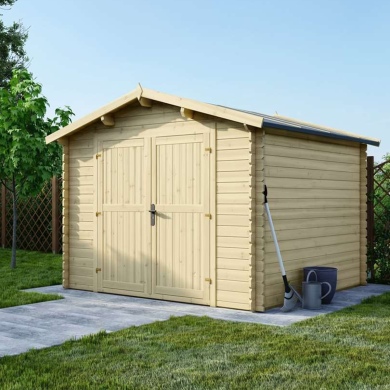 Abri de jardin en bois naturel, 9m2, Ep. 28mm, 3x3m, ALTANKA, DOM531 2