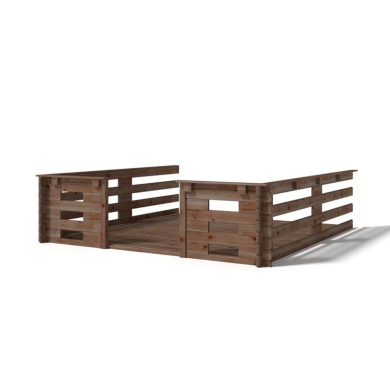 Terrasse en bois avec balustrade pour abri en bois - 9m2 - 3m x 3m - imprégnée - couleur: marron