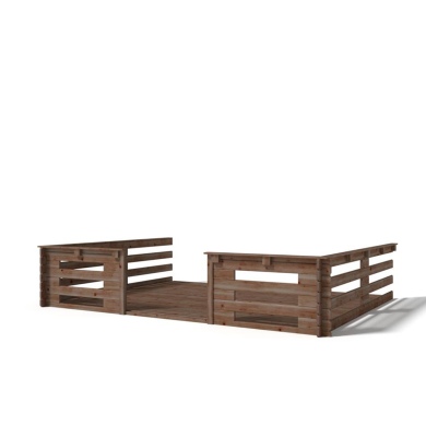 Terrasse en bois avec balustrade pour abri en bois - 12m2 - 4m x 3m - imprégnée - couleur: marron