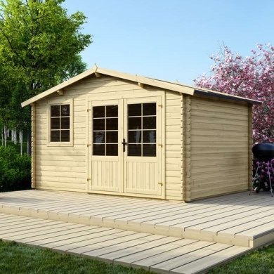Abri de jardin en bois naturel, 11,7m2, Ep. 34mm, 3,9x3m | ALTANKA 2