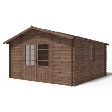 Abri de jardin en bois traité en marron, 15,2m2, Ep. 34mm, 3,9x3,9m, ALTANKA