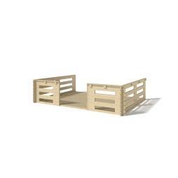 Terrasse en bois avec balustrade pour abri en bois - 12m2 - 4m x 3m - couleur: naturel