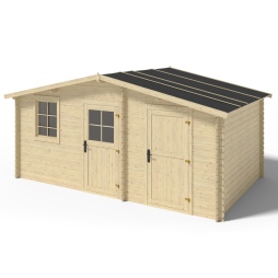Abri de jardin en bois - 15m2 - 5x3m - Ep. 28mm - Couleur: naturel
