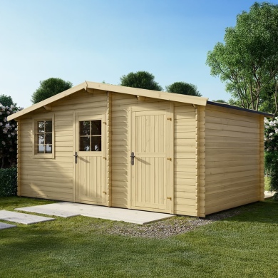 Abri de jardin en bois - 15m2 - 5x3m - Ep. 28mm - Couleur: naturel 2