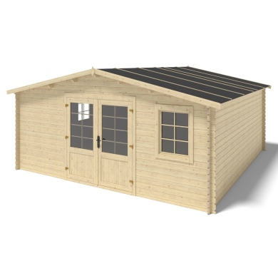 Abri de jardin en bois naturel, 25m2, Ep. 28mm, 5x5m, ALTANKA, DOM591