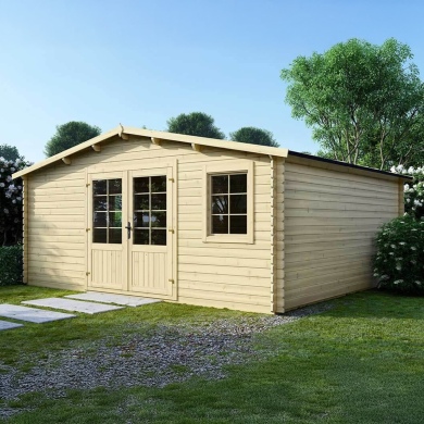 Abri de jardin en bois naturel, 25m2, Ep. 28mm, 5x5m, ALTANKA, DOM591 2