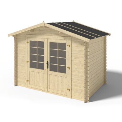Abri de jardin en bois naturel, 6m2, Ep. 28mm, 3x2m, ALTANKA, DOM420