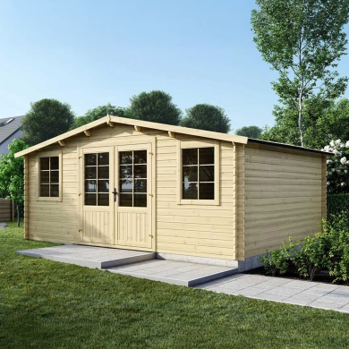 Abri de jardin en bois naturel, 25m2, Ép. 40mm, 5x5m, ALTANKA, DOM612 2