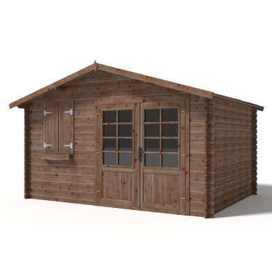 Abri de jardin en bois - 12m2 - 4x3m - Traité - Ep. 28mm - Couleur: marron