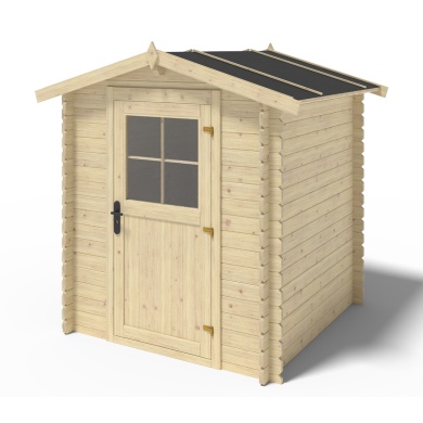 Abri de jardin en bois - 3.61m2 - 1.9x1.9m - Ep. 28mm - Couleur: naturel
