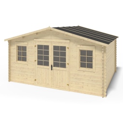 Abri de jardin en bois - 20m2 - 5x4m - Ep. 40mm - Couleur: naturel