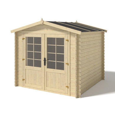 Abri de jardin en bois - 6.25m2 - 2.5x2.5m - Ep. 28mm - Couleur: naturel