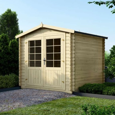 Abri de jardin en bois - 6.25m2 - 2.5x2.5m - Ep. 28mm - Couleur: naturel 2