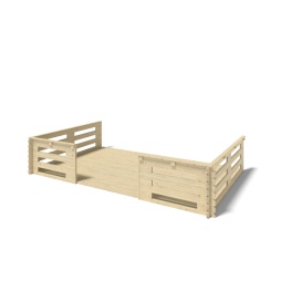 Terrasse en bois avec balustrade pour abri en bois - 15m2 - 5m x 3m - couleur: naturel